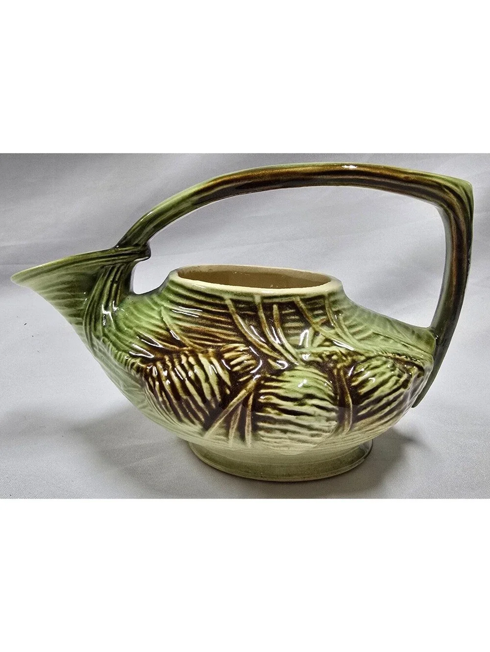 McCoy Pottery Pine Cone Tea Set: Teapot, Creamer, and Sugar Bowl Ex, Condition